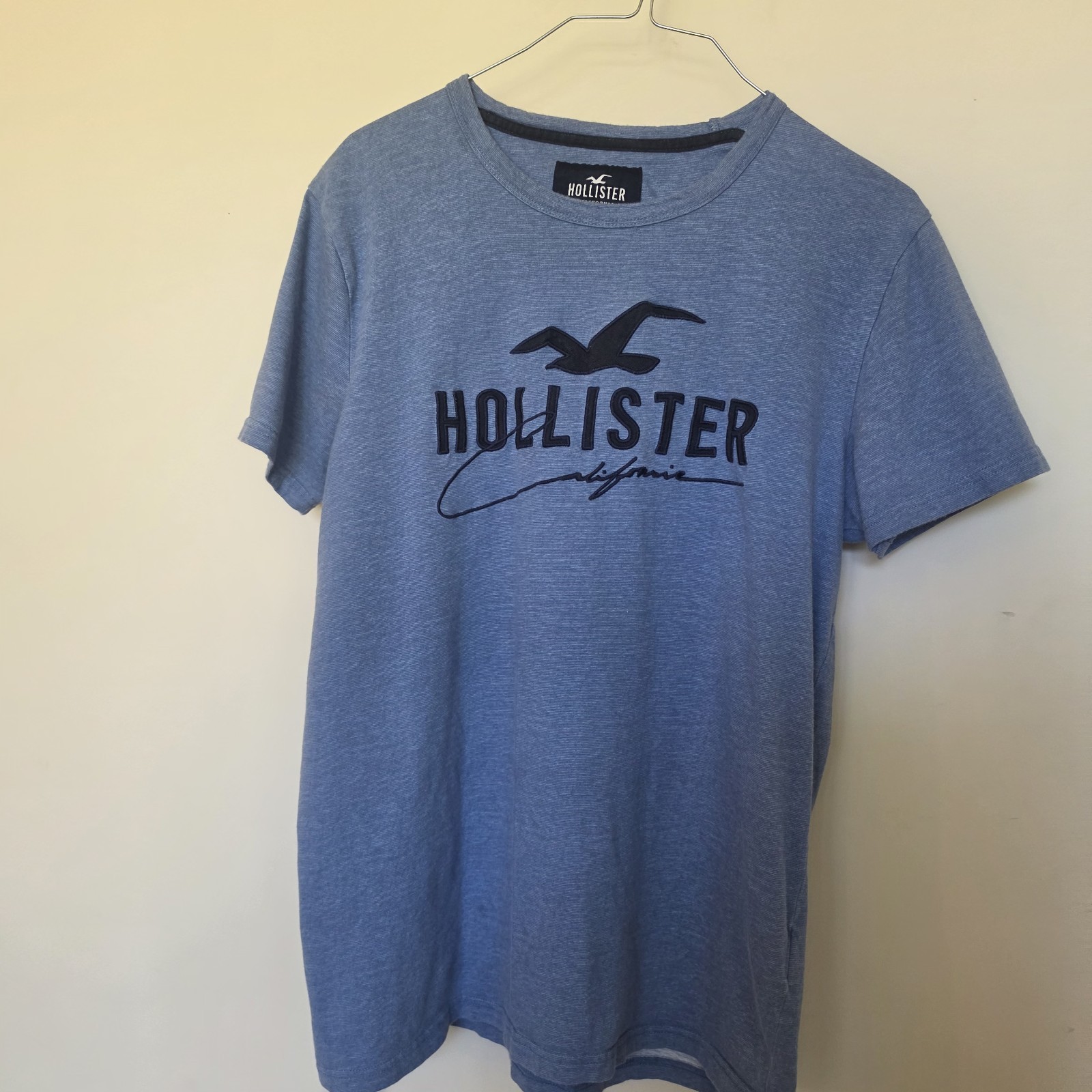 Hollister Logo Graphic Print Crew Neck Short Sleeve T-Shirt Navy Men&rsquo;s Size M