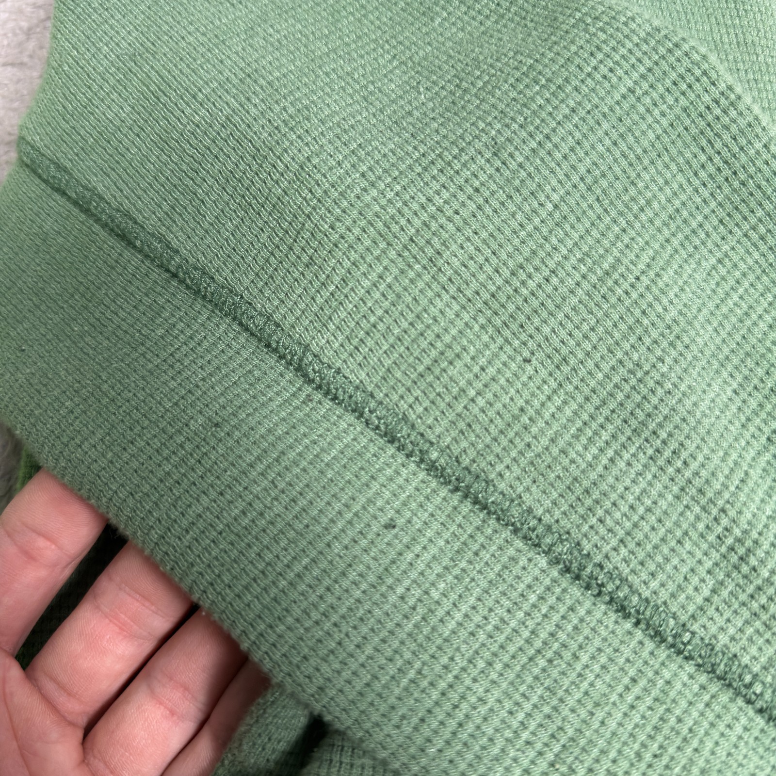 Eddie Bauer Thermal Henley Shirt Mens Medium Green Waffle Knit Outdoor