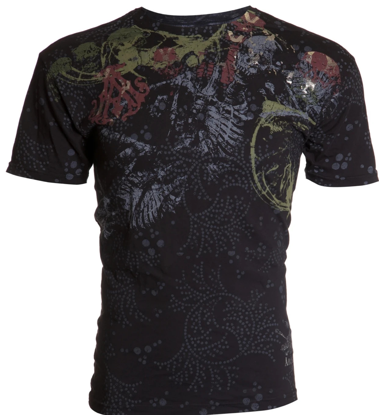 Archaic Affliction Men&rsquo;s T-Shirt Short Sleeve BAG OF BONES Biker Black