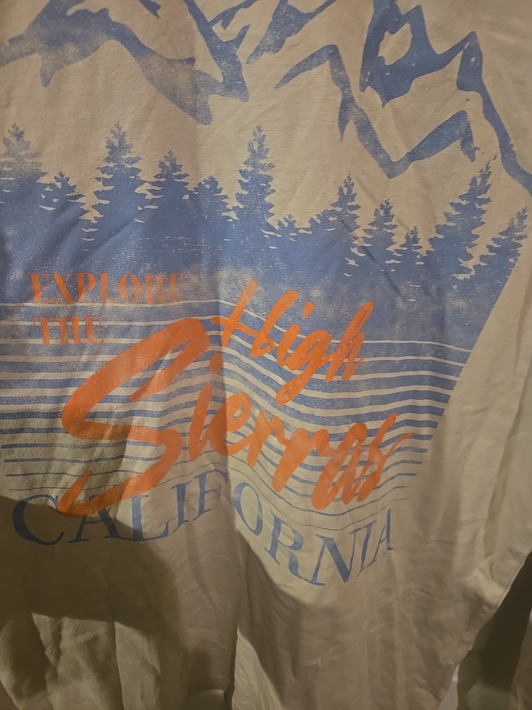 Beige Original Use Explore the High Sierras Long Sleeve T-Shirt Medium
