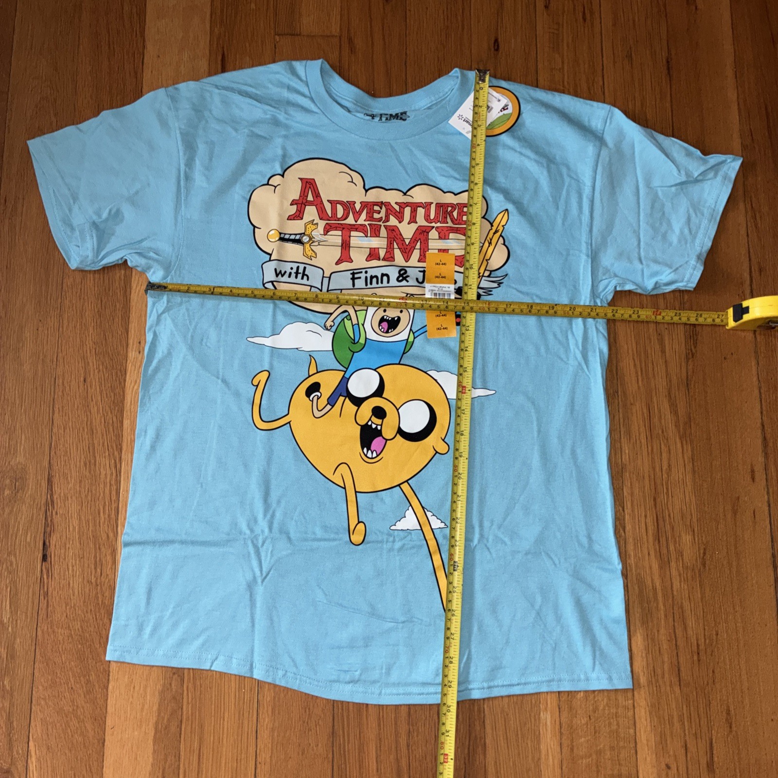 Adventure Time with Finn & Jake Men&rsquo;s Blue Cartoon Graphic Tee T-Shirt Sz Large