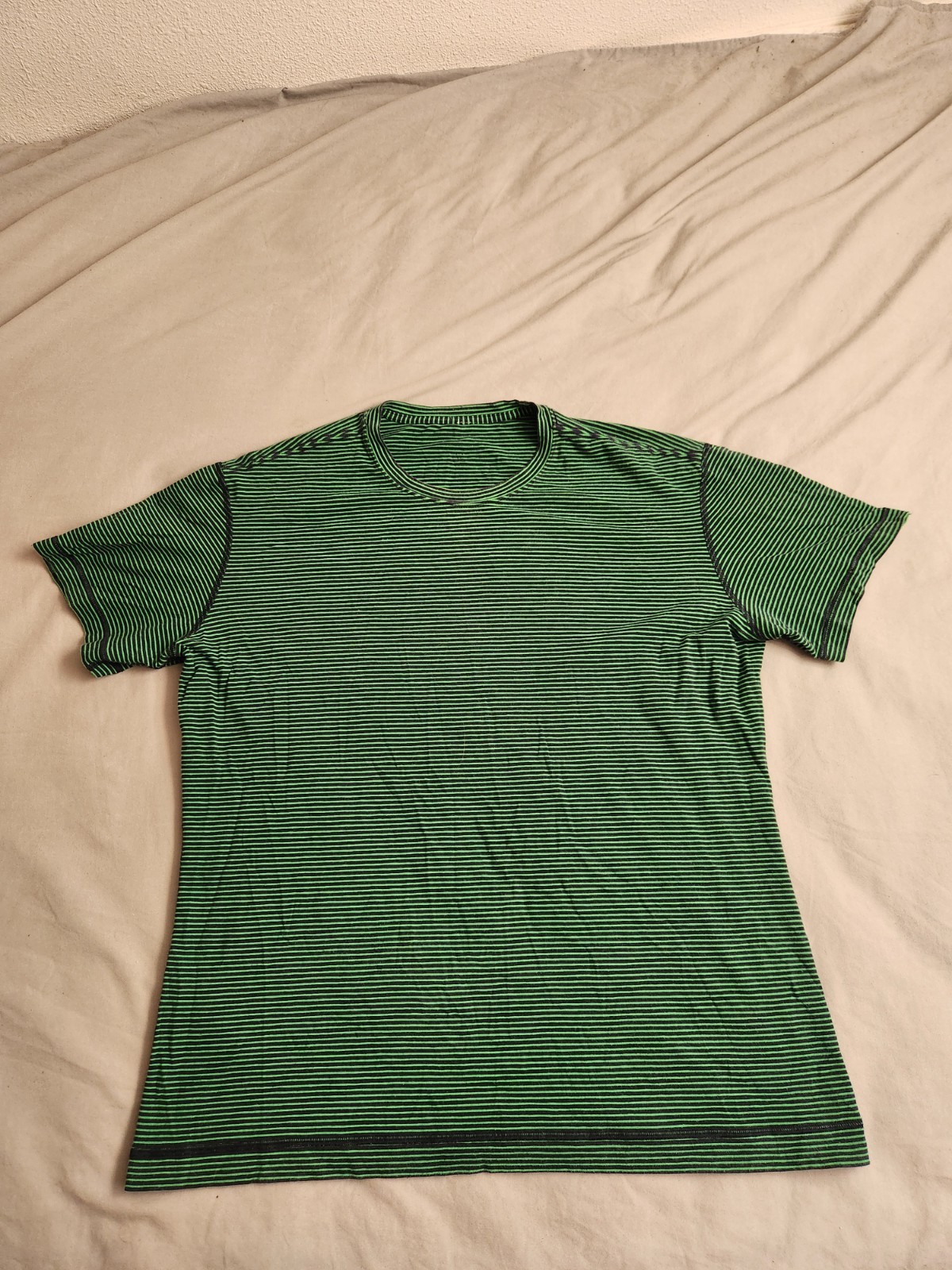 Lululemon 5 Year Basic Striped T Shirt Mens Size XL Green Blue Lightweight NEW
