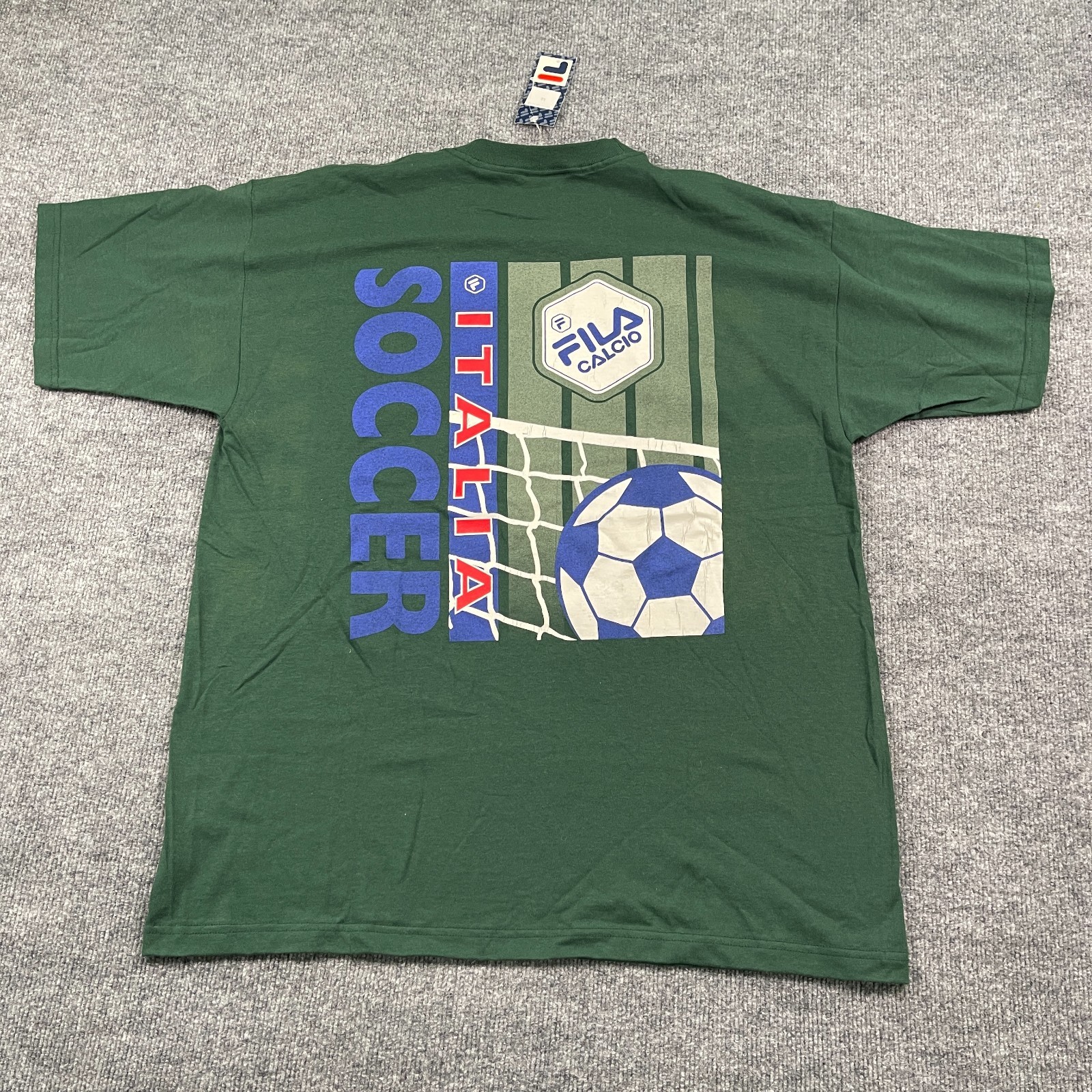 NWT Vintage 90s FILA Calcio Italia futbol Soccer Shirt Large 24×29 Green