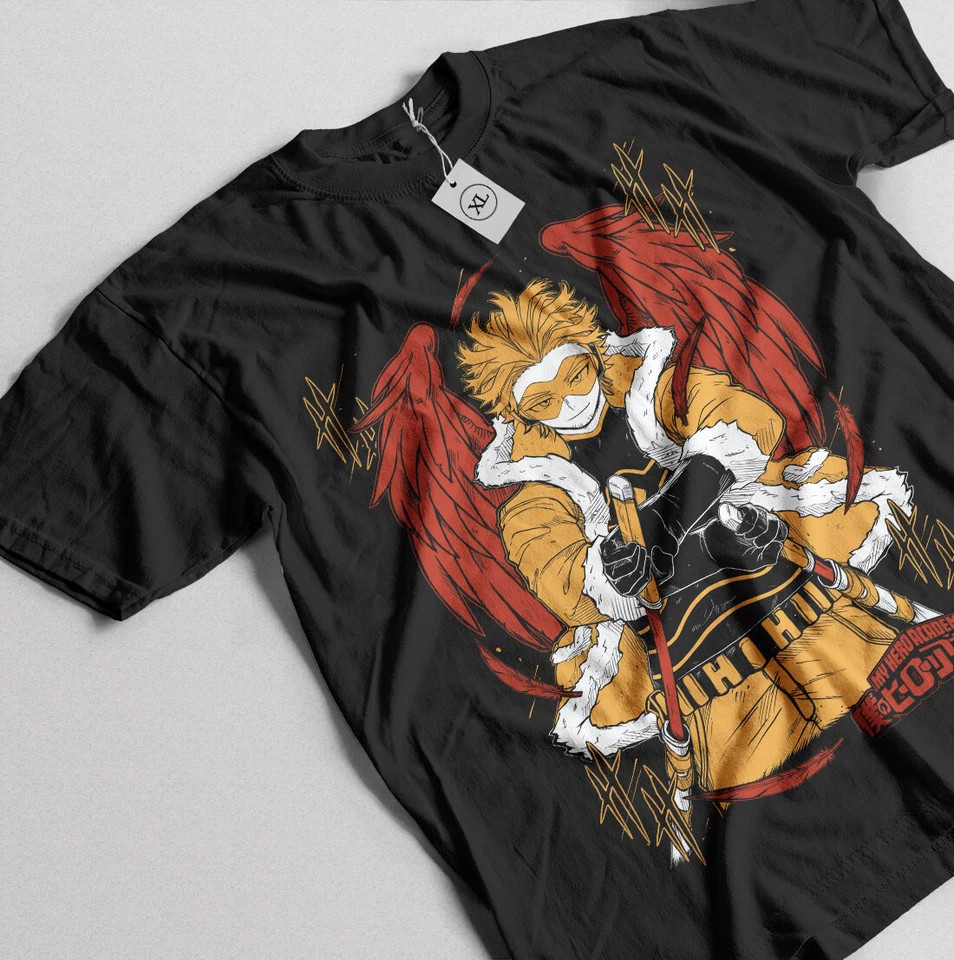 Wing Hero Hawks Keigo Takami T-Shirt My Hero Academia Anime Manga Shirt Black