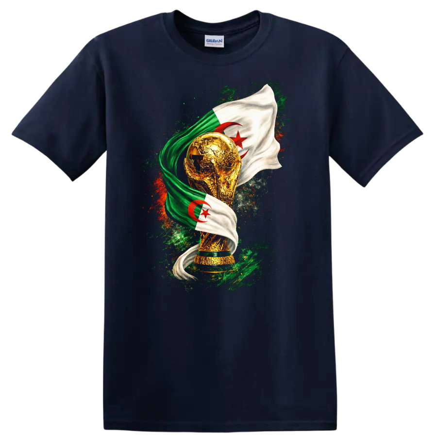 Algeria National Team World Cup Trophy Flag T Shirt Football Tee