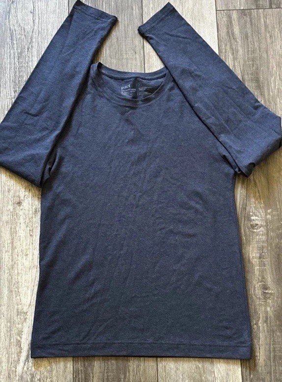 PACT Organic Cotton Long Sleeve Crew Neck Shirt Mens Size M Blue NWOT Soft