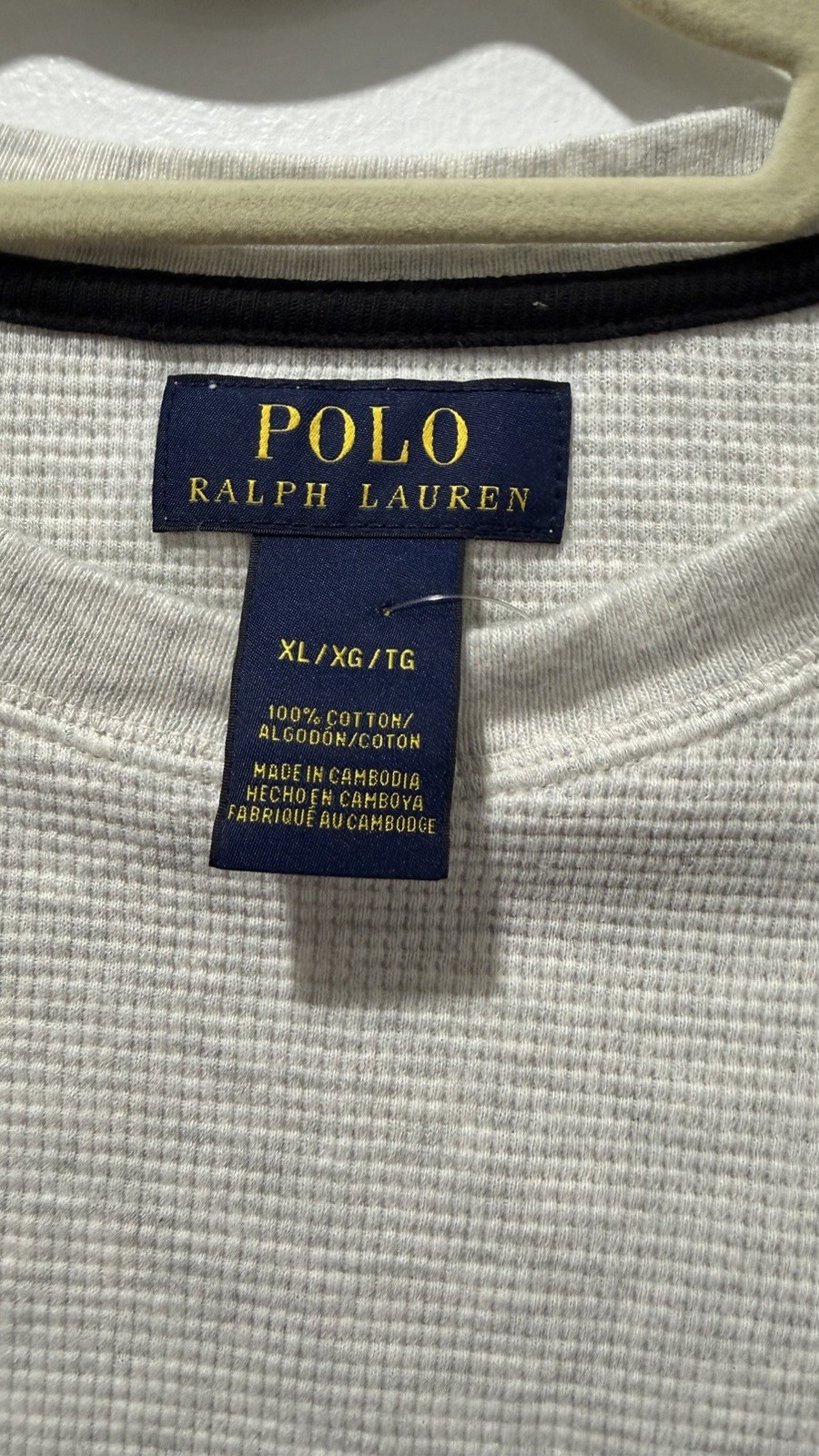 Polo Ralph Lauren Men&rsquo;s Gray Waffle Knit Crew Neck Long Sleeve T-Shirt XL