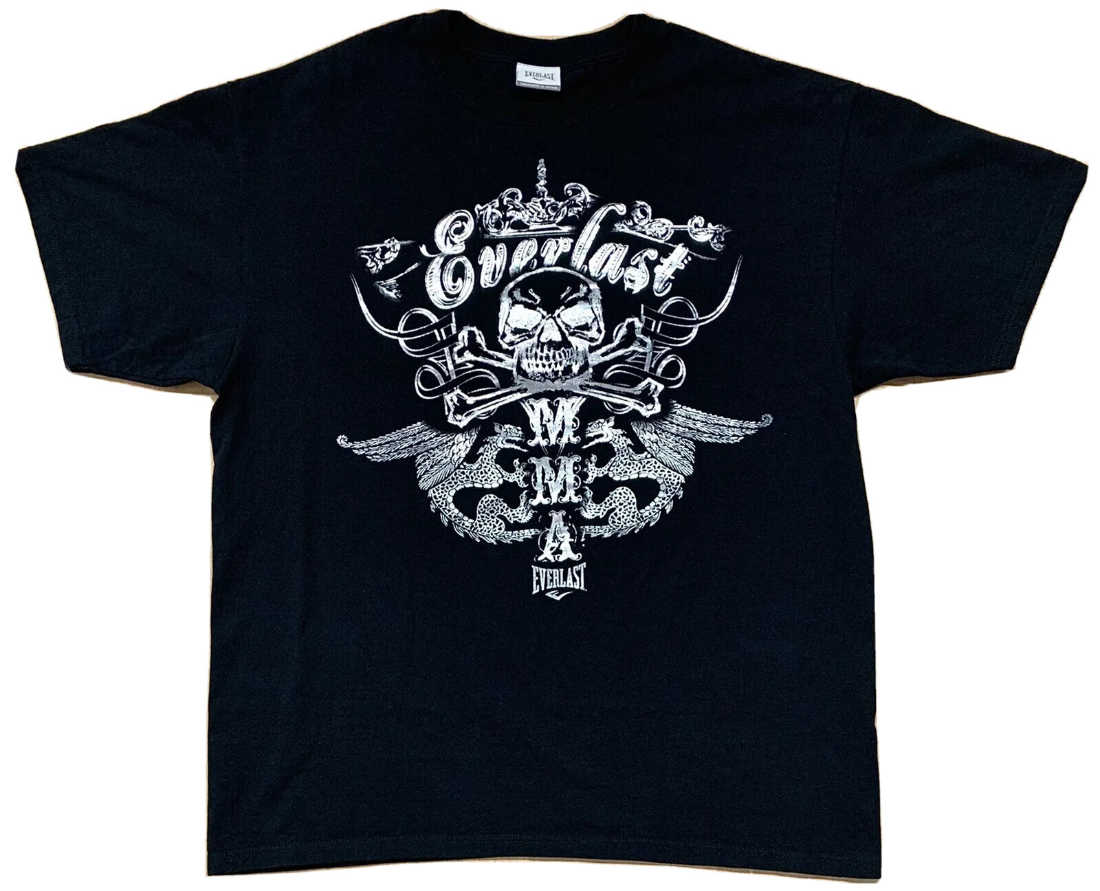 Everlast MMA Ultimate Fighting T-shirt Size XL 100% Cotton Black Very Good