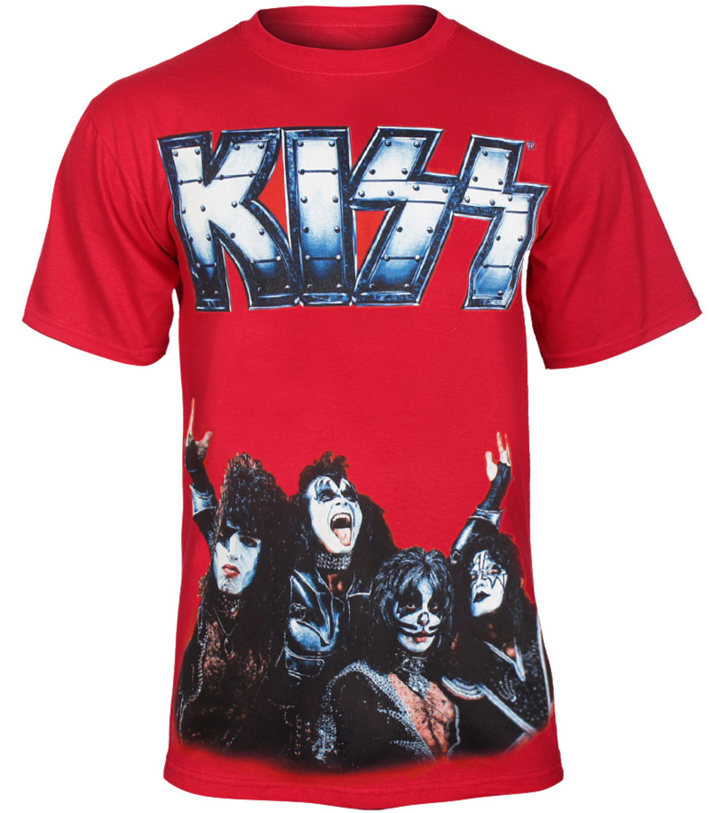 KISS cd lgo METAL LOGO GROUP PHOTO Official SHIRT LAST MED OOP love gun dressed