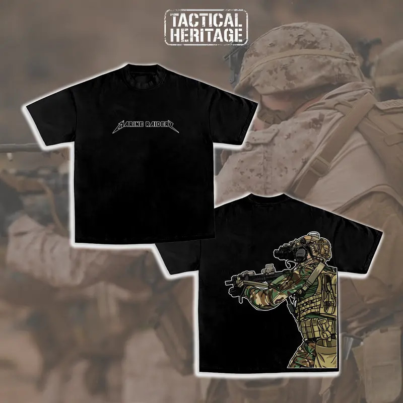 Tactical Heritage Marine Raider Night Ops Double-Sided T-Shirt, Vintage USMC Spe