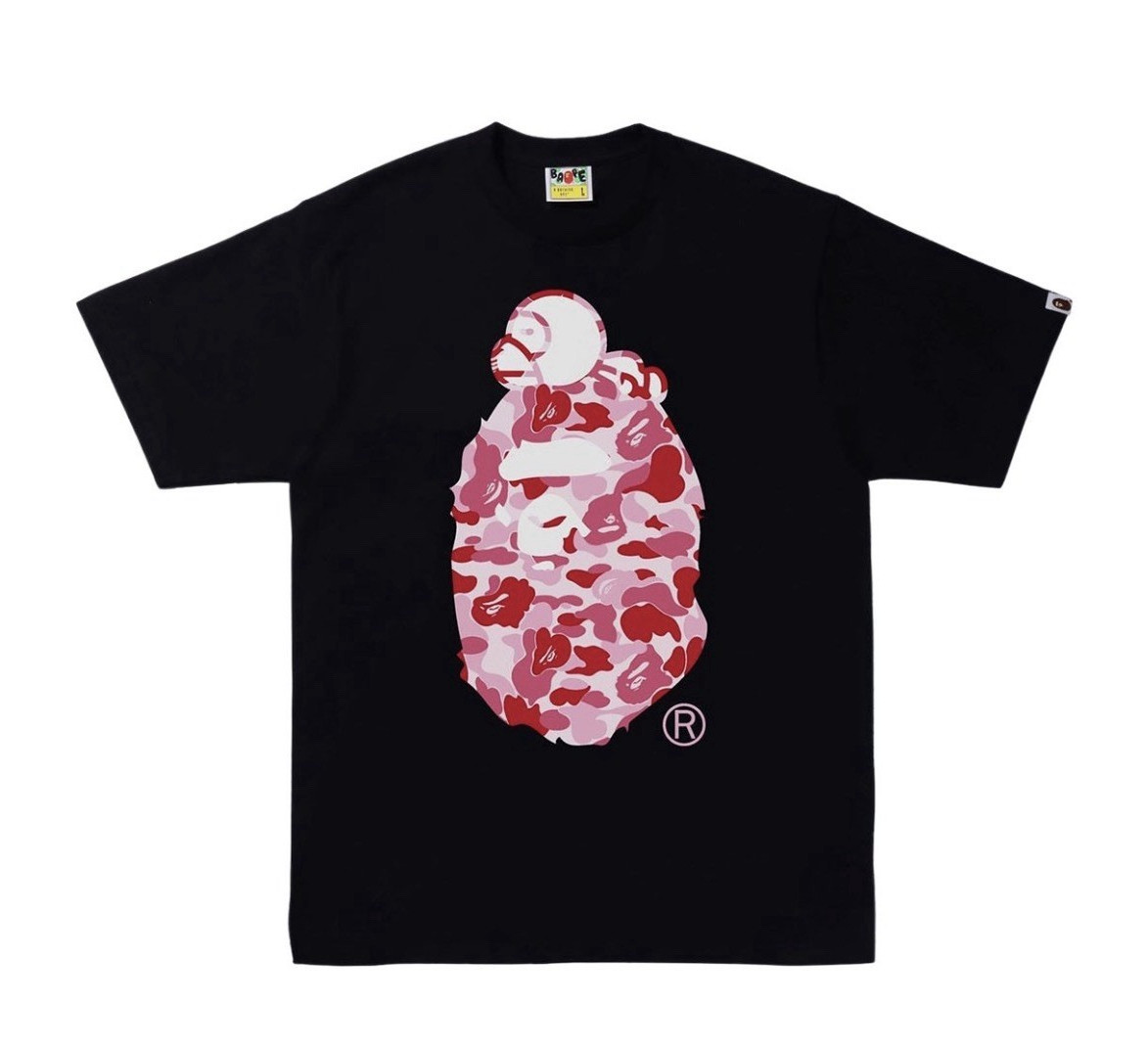 A Bathing Ape Men’s Black Ape Head Camo Graphic Crew Neck T-Shirt Size L