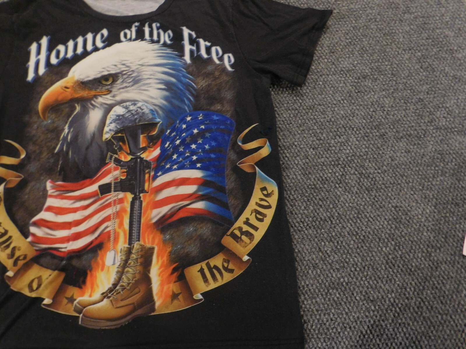 American Soldier Mens Shirt Extra Large Black Eagle home of the free gun