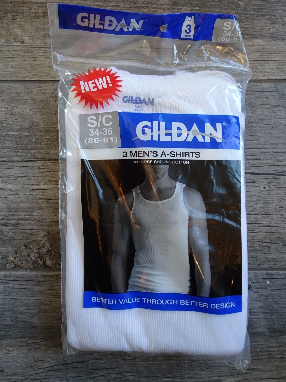 NEW Men&rsquo;s Gildan 3-Pack A-Shirt – White – Small, Medium, 3XL