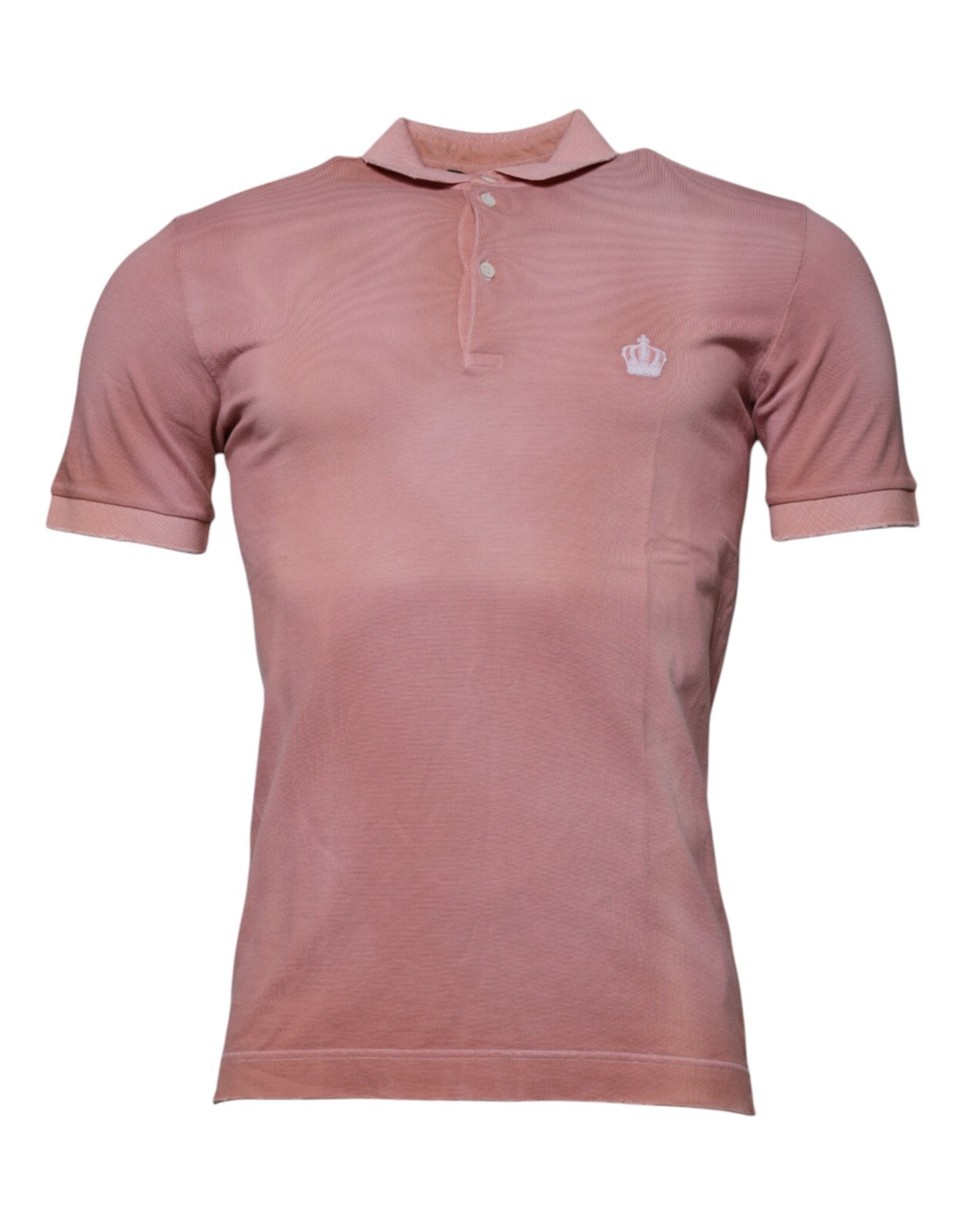 DOLCE & GABBANA T-shirt Pink Crown Collared Short Sleeve Polo IT46/US36/S 750usd