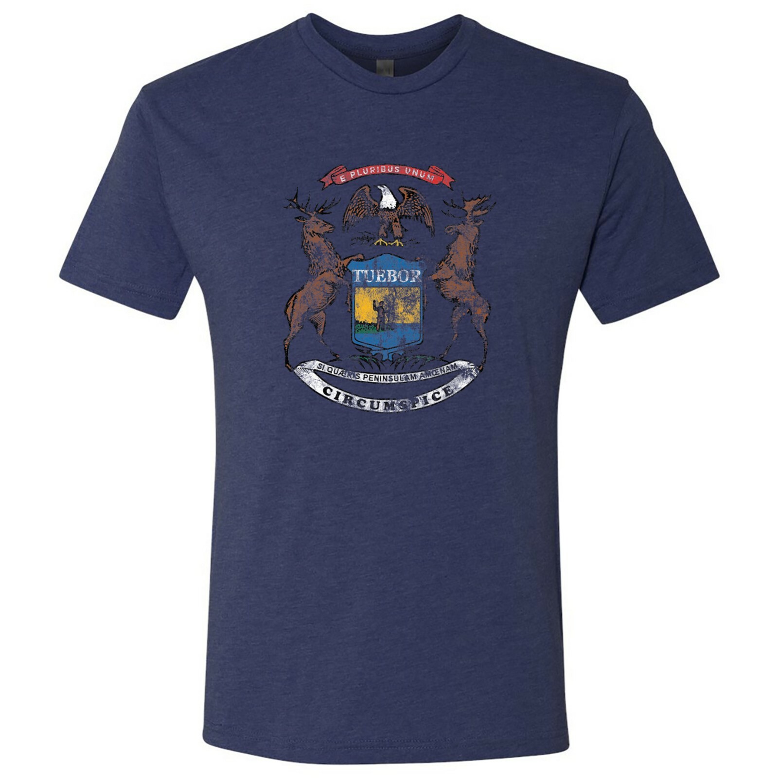 Michigan Flag State Pride Hometown Triblend Mens T-Shirt – Vintage Navy