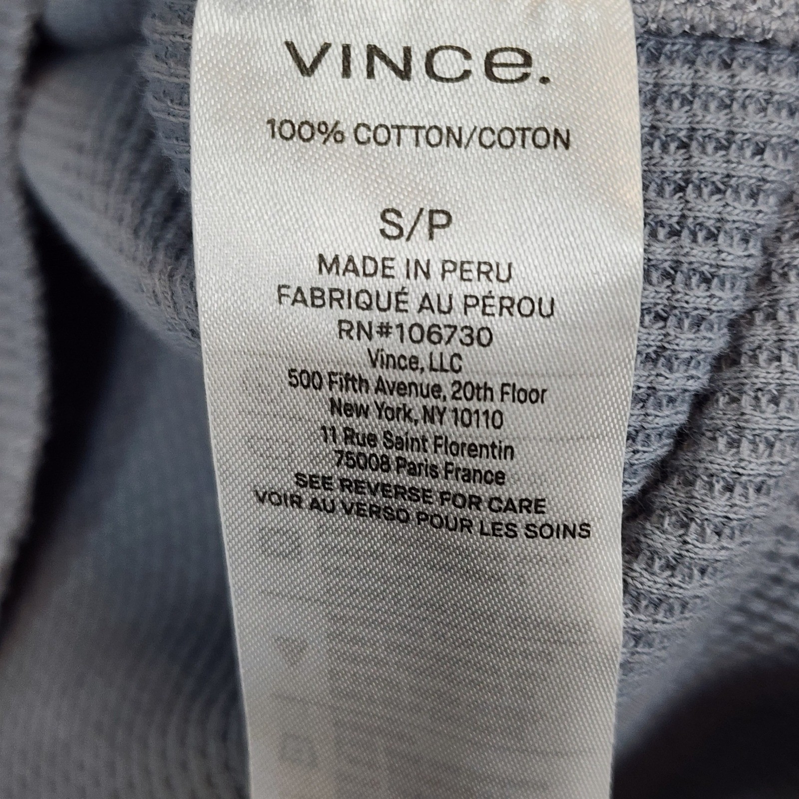 Vince Men&rsquo;s Quiet Luxury Minimalist Waffle Thermal Sweatshirt Size S NWT