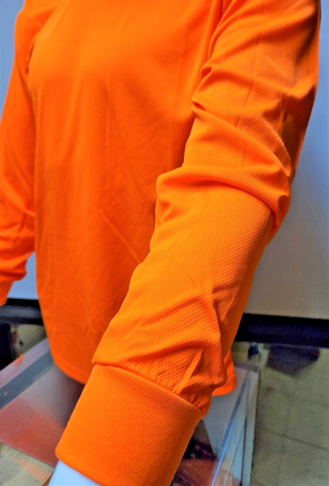 Hi Vis Long Sleeve Safety Shirt With Hoodie, Quick Dry Polyester Birdeye mesh