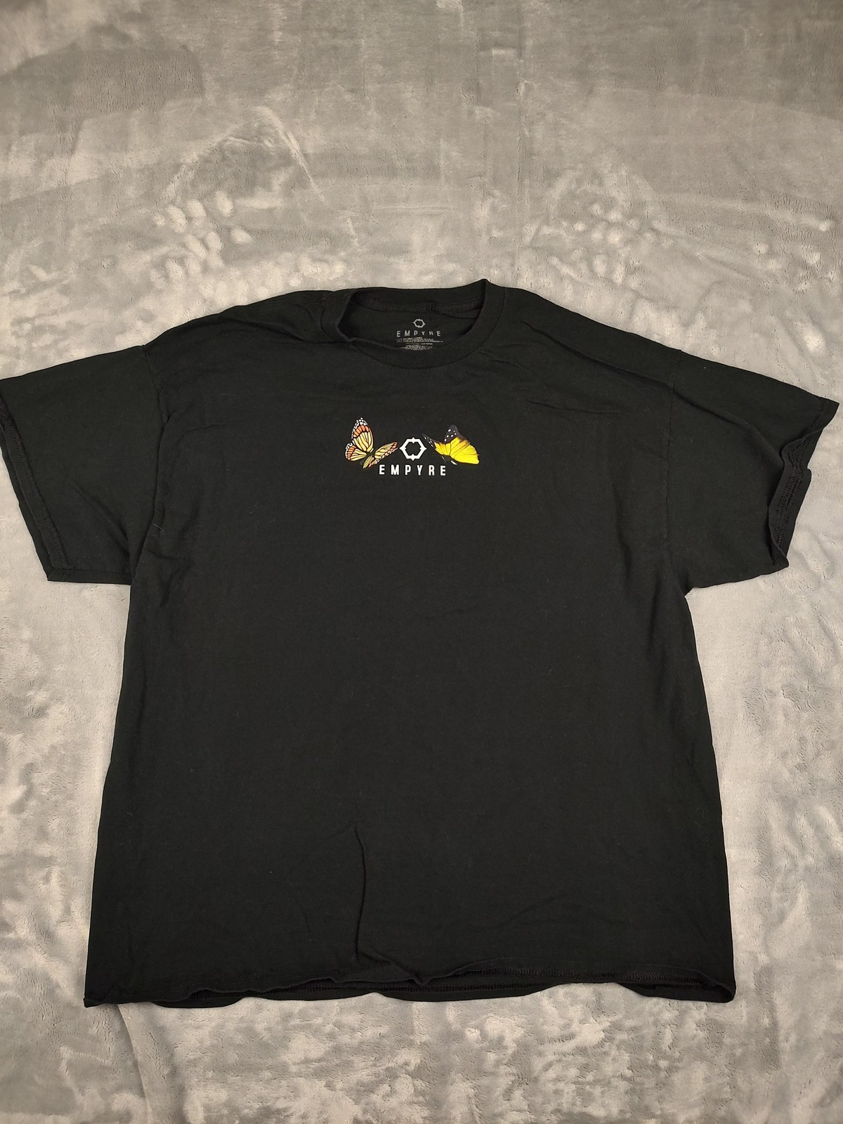 Empyre Shirt Mens 2XL Black We All Bloom Floral Butterfly Peace Back Graphic Tee