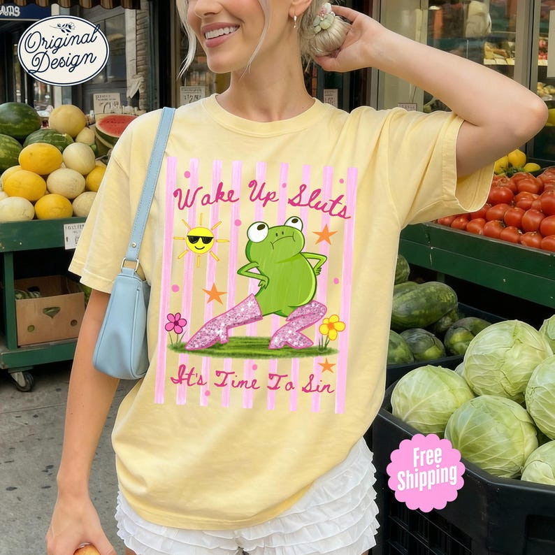 Wake Up Sluts It&rsquo;s Time To Sin Frog Shirt Funny Girls Trip Party Graphic Tee