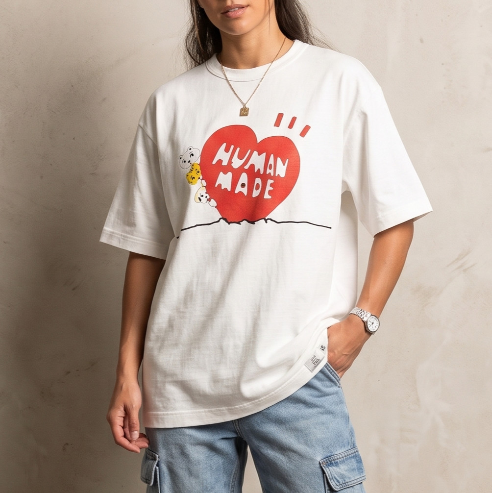 NEW HUMAN MADE X KEIKO SOOTOME GRAPHIC WHITE T-SHIRT Heart XX29TE004 XL