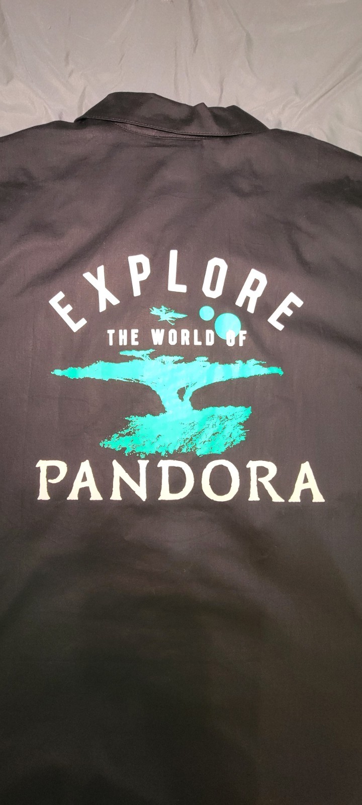 Avatar Pandora Camp Shirt Men Large Black Button Front Disney World Animal…