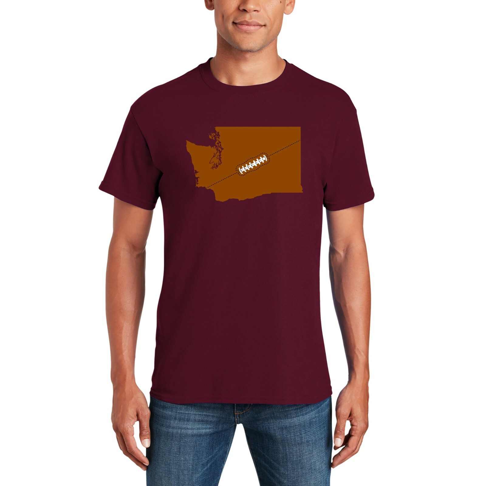 Washington Football State Shape – Hometown Pride T Shirt – Maroon