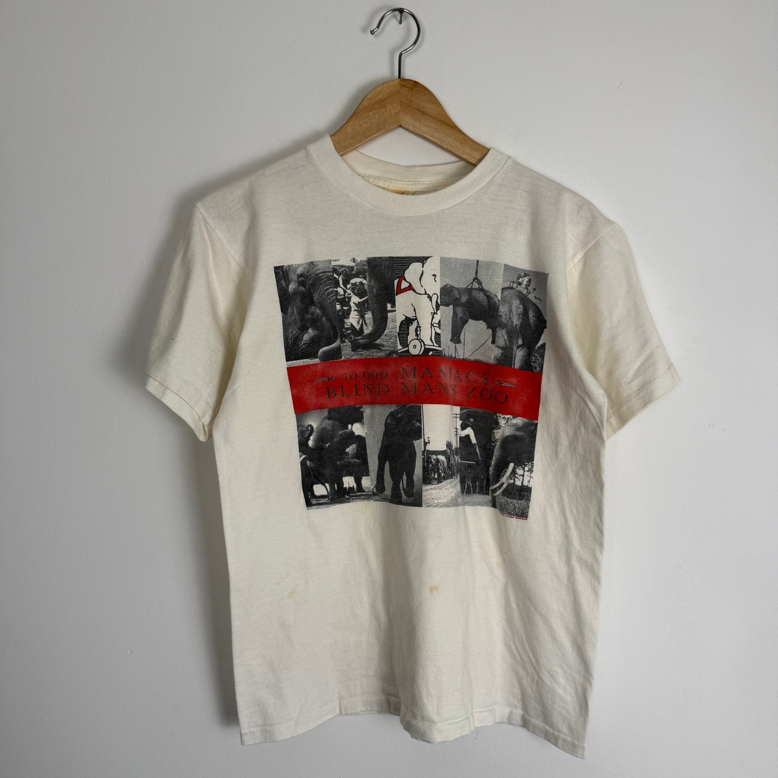 Vintage 80s 10000 Maniacs Rock Band Concert Tour Tee Shirt White Medium