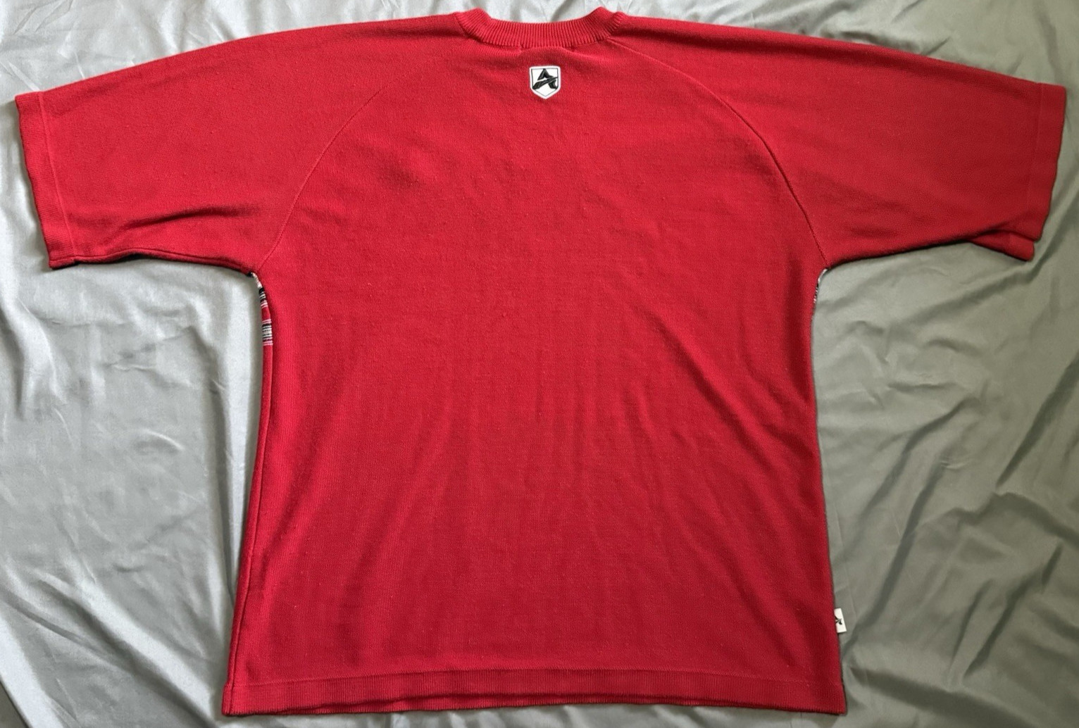 Avirex LTD Red Argyle Stripe Acrylic Knit Shirt Large Y2K Hip Hop Streetwear