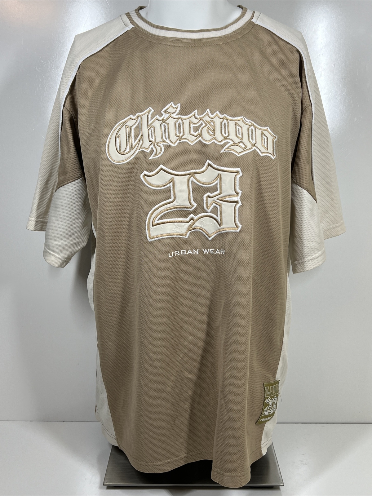 Vintage LADA Urban Wear Chicago Michael Jordan 23 Tan Graphic T Shirt Mens SZ XL