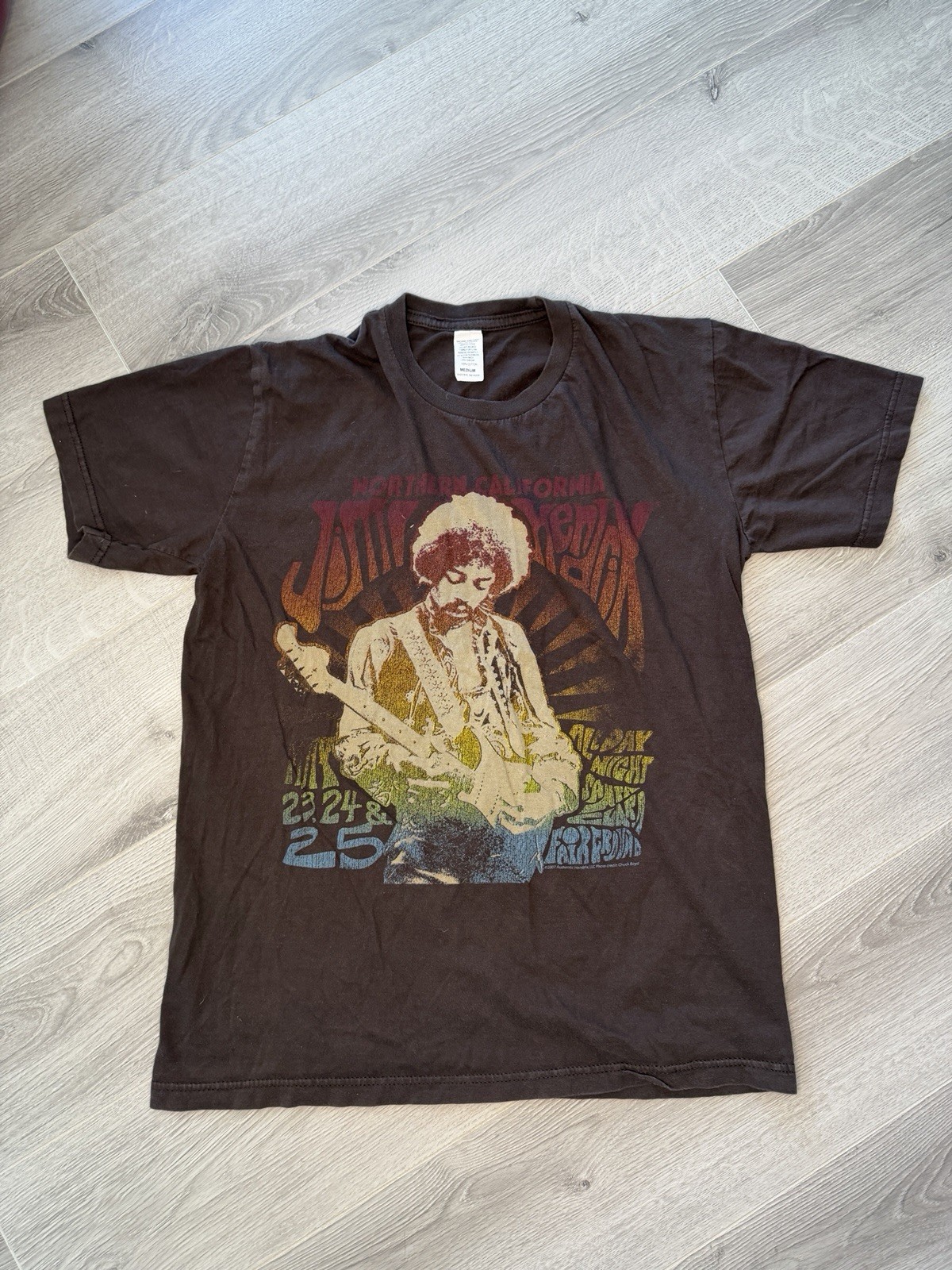 Jimi Hendrix 2007 Authentic Hendrix Concert Tee Brown Graphic Mens Medium