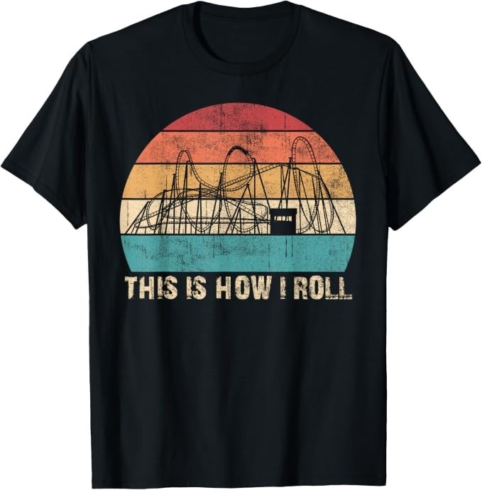 Vintage Retro Roller Coaster Amusement Park T-Shirt
