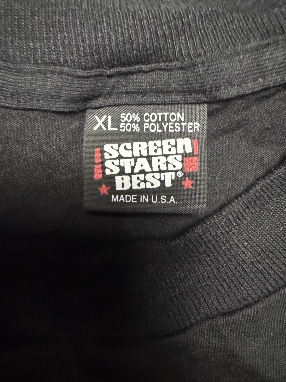 Vintage NOS 90’s XL Black Screen Stars Best T-shirt. Single Stitch. Made In USA.