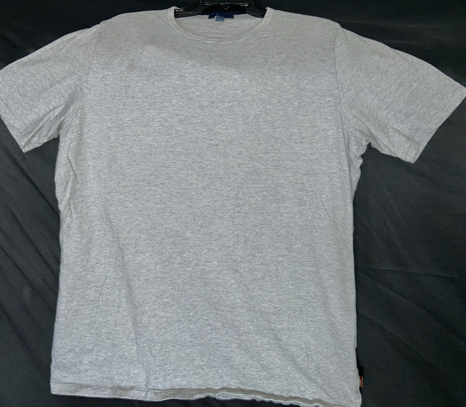 LARGE Mens HALSEY 44 San Miguel Fog Grey White Pima Stripe Tee Tshirt LG Shirt