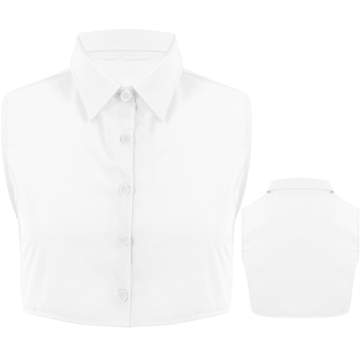 Men Shirt Pure Crop Top Lapel Collar Half Blouse Choker Collared High Neck Work