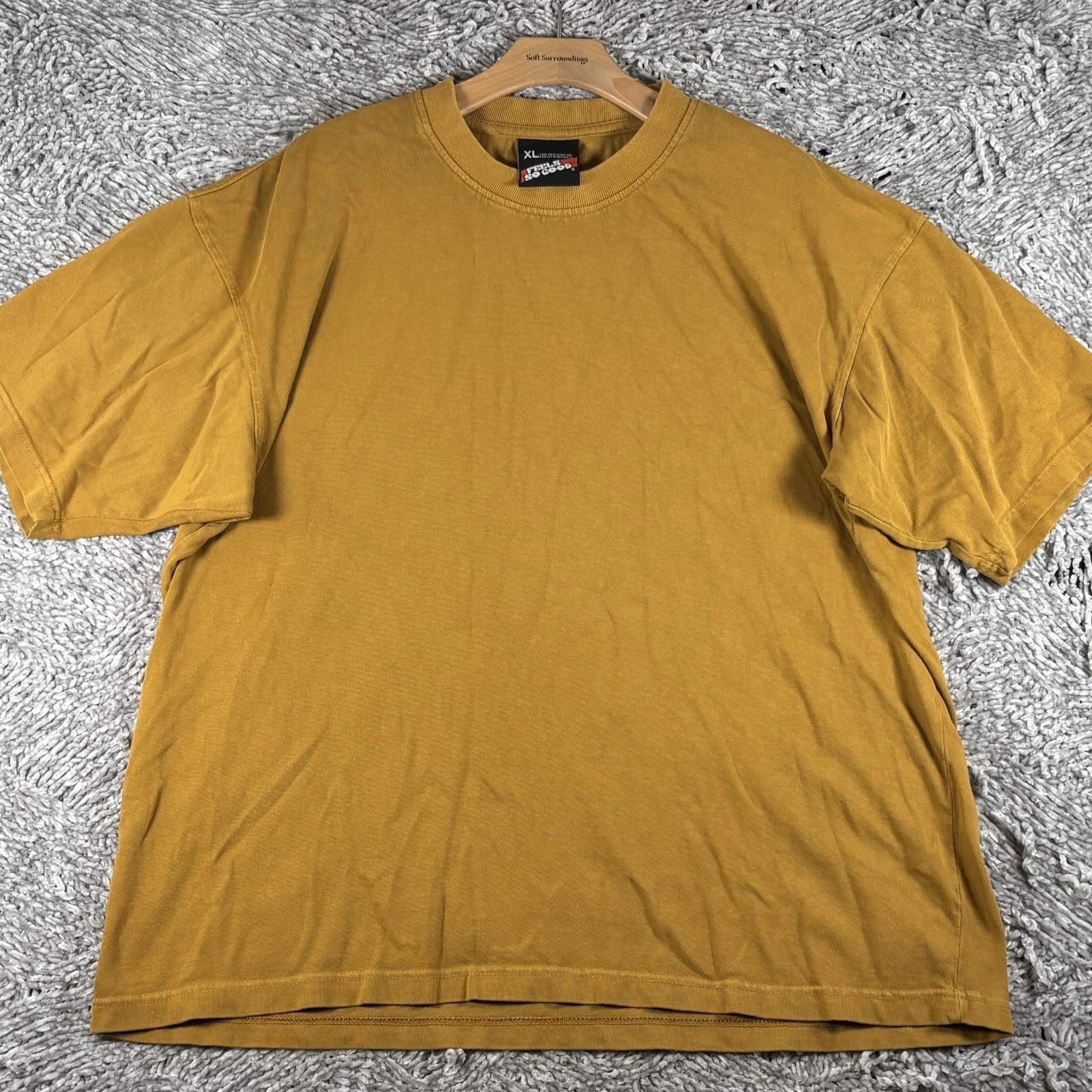 FEELS SO GOOD BRAND T-Shirt Men&rsquo;s XL Brown Blank Short Sleeve Austin TX Stretch