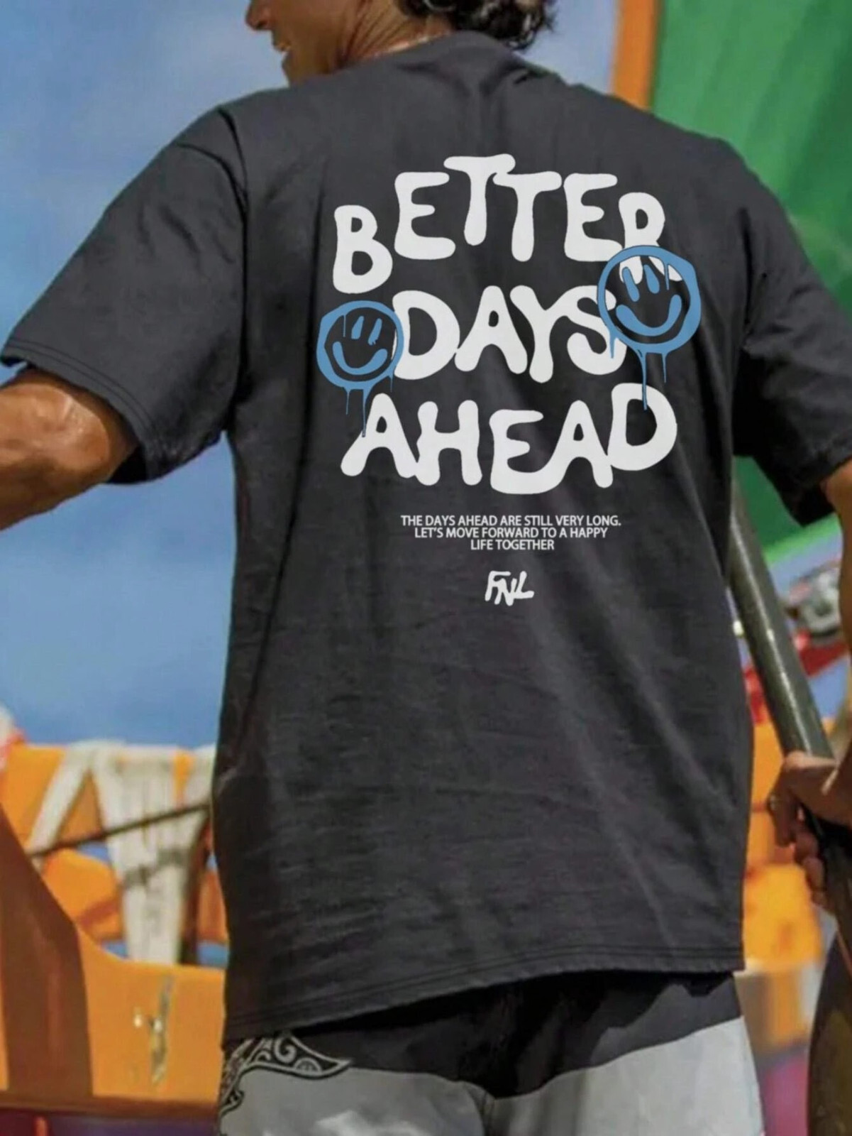 « Better Days Ahead » Printed Loose Fit Men&rsquo;s Cotton Tshirt For Summer Streetwear