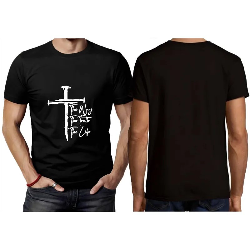 Men&rsquo;s Christian Faith Graphic T-Shirt – The Way The Truth The Life Cross Design