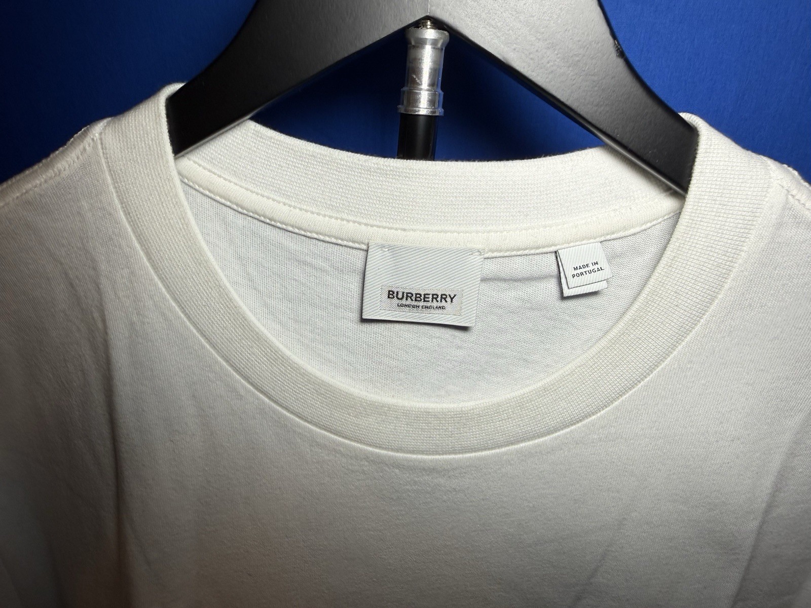 Burberry London England Men&rsquo;s White Logo T-Shirt Check Print 100% Cotton