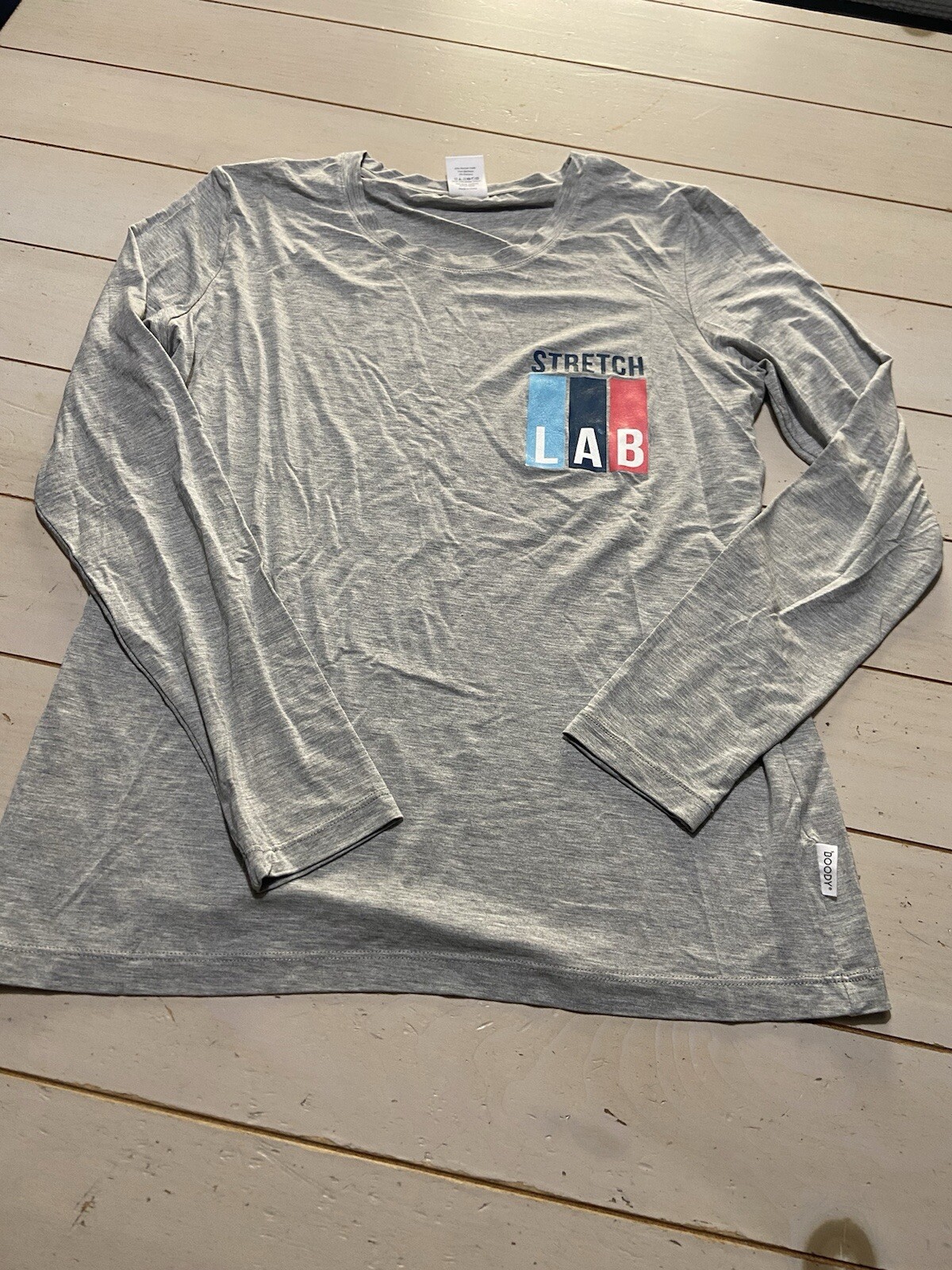 Men’s Boody Long Sleeve Workout T Shirt Organic Bamboo Gray Size Small LOGO