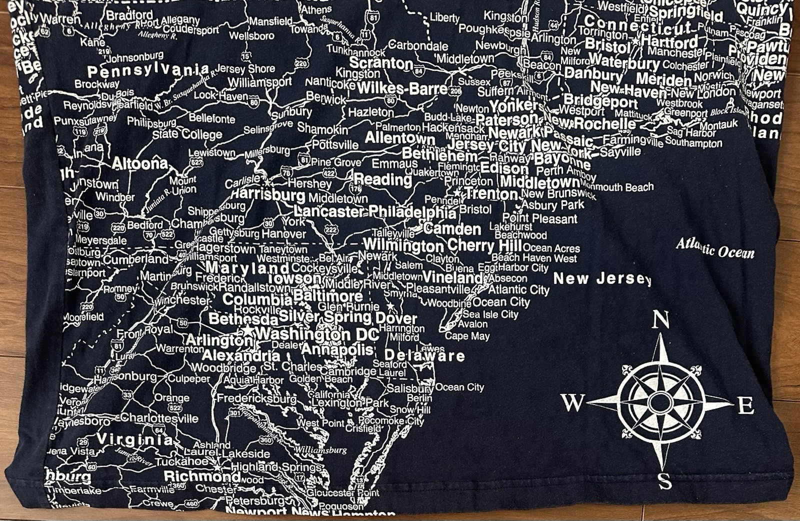 Vintage New York State Map Navy Shirt Mens XL Home Sweet Home All Over AOP
