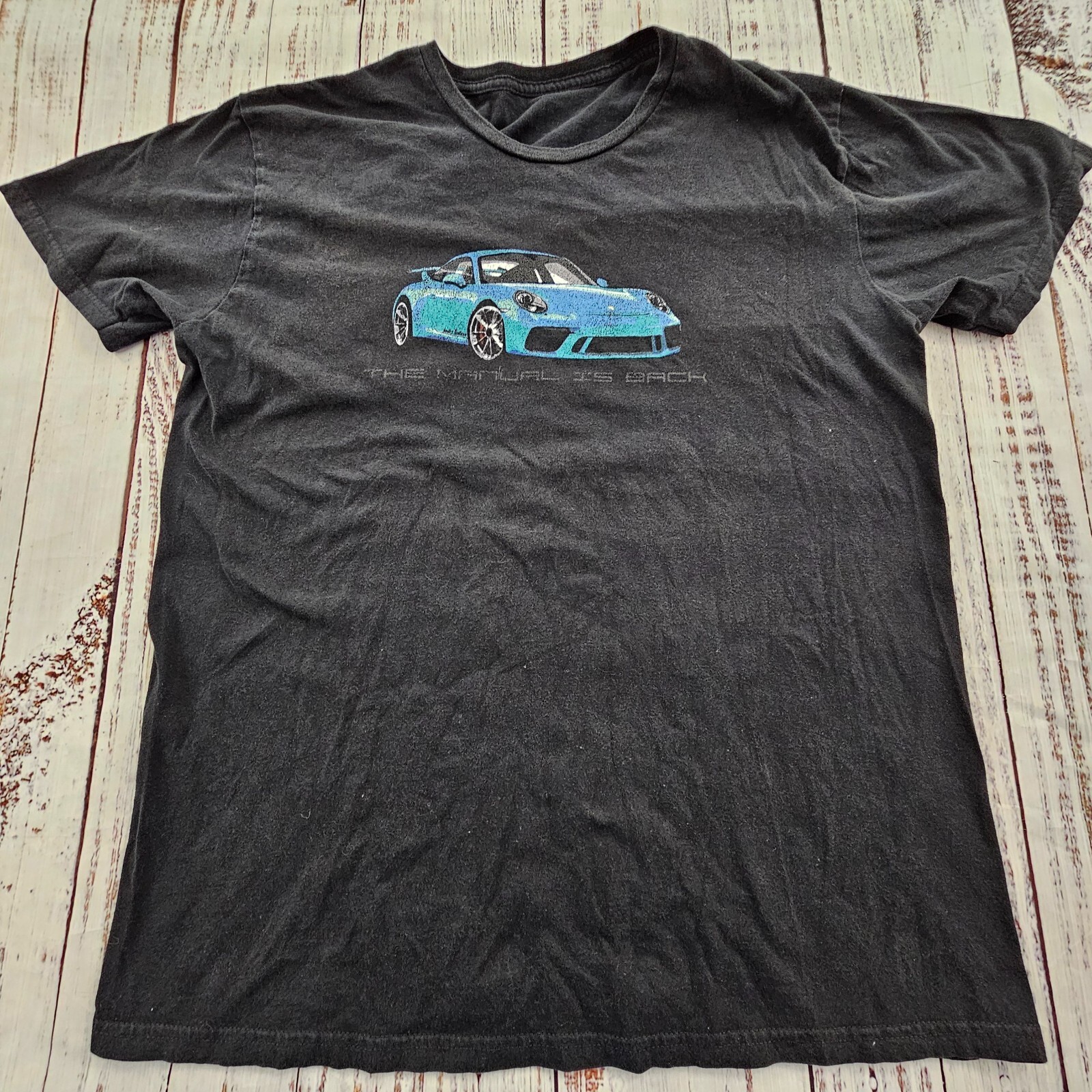 The Manual is Back Sports Car Black Short Sleeve Cotton T-Shirt Men&rsquo;s L
