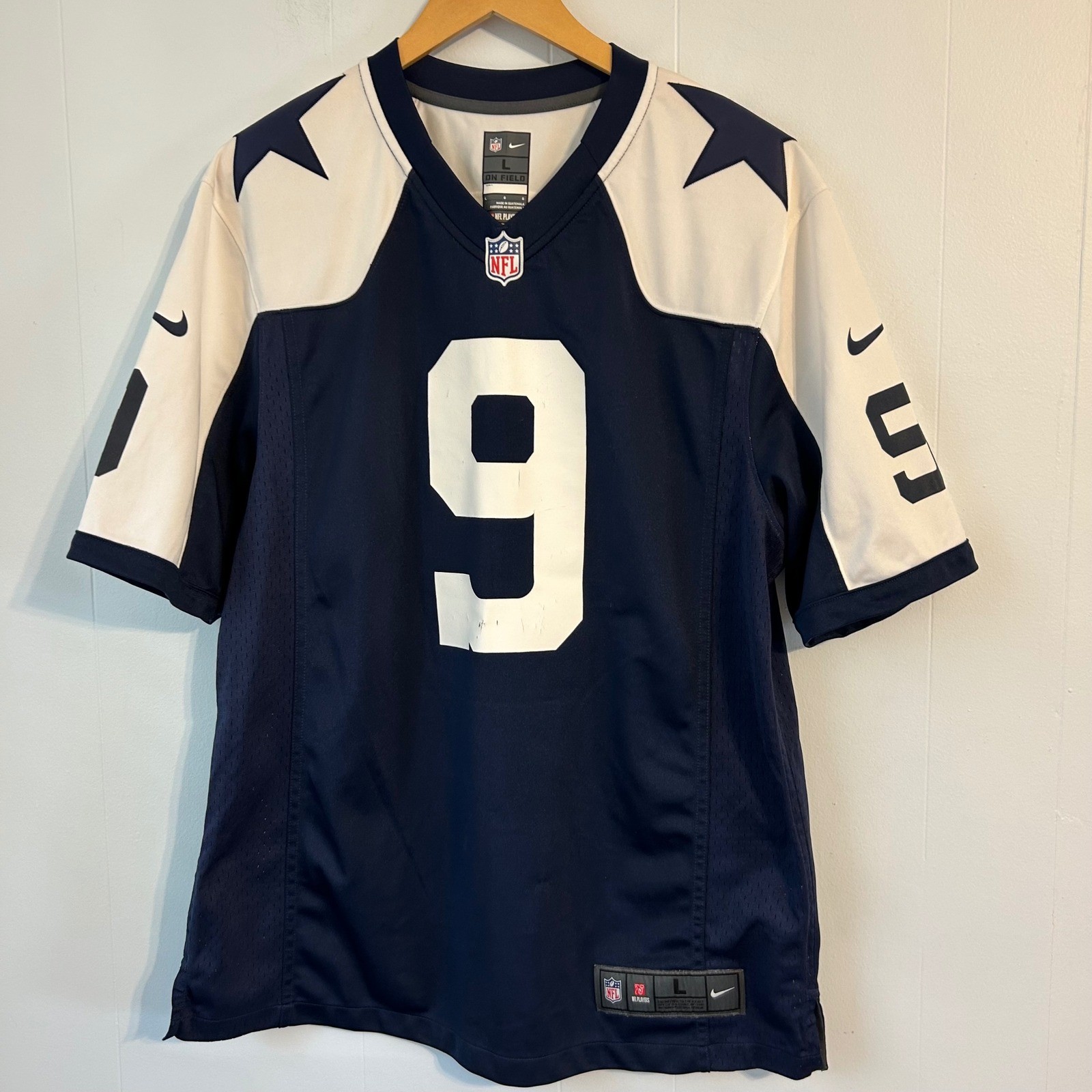 Nike Dallas Cowboys Tony Romo 9 NFL On Field Jersey Mens Large Navy Blue White