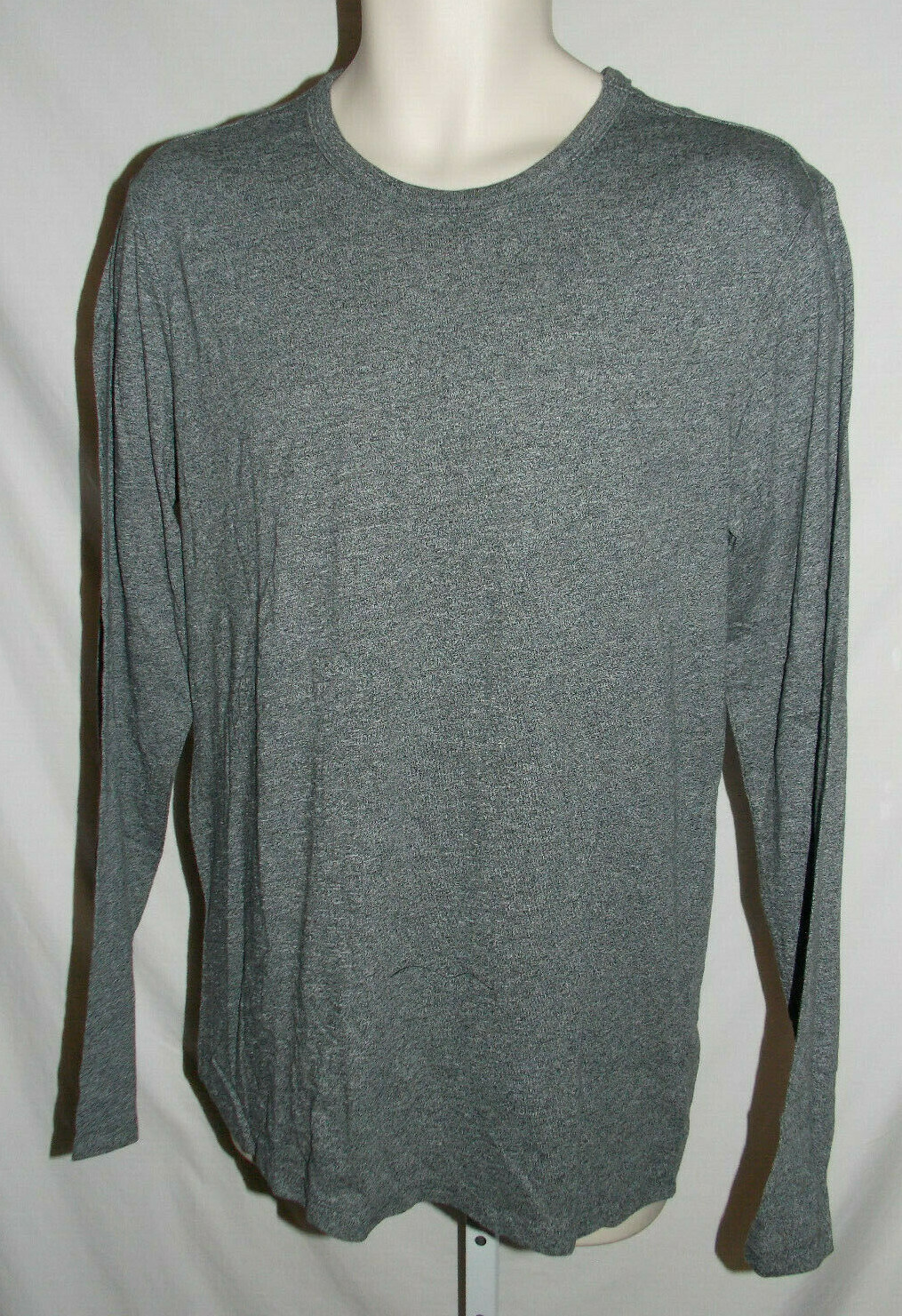 Men&rsquo;s Marc Anthony Luxury Dark Gray Marled Long Sleeve Crewneck Shirt Medium