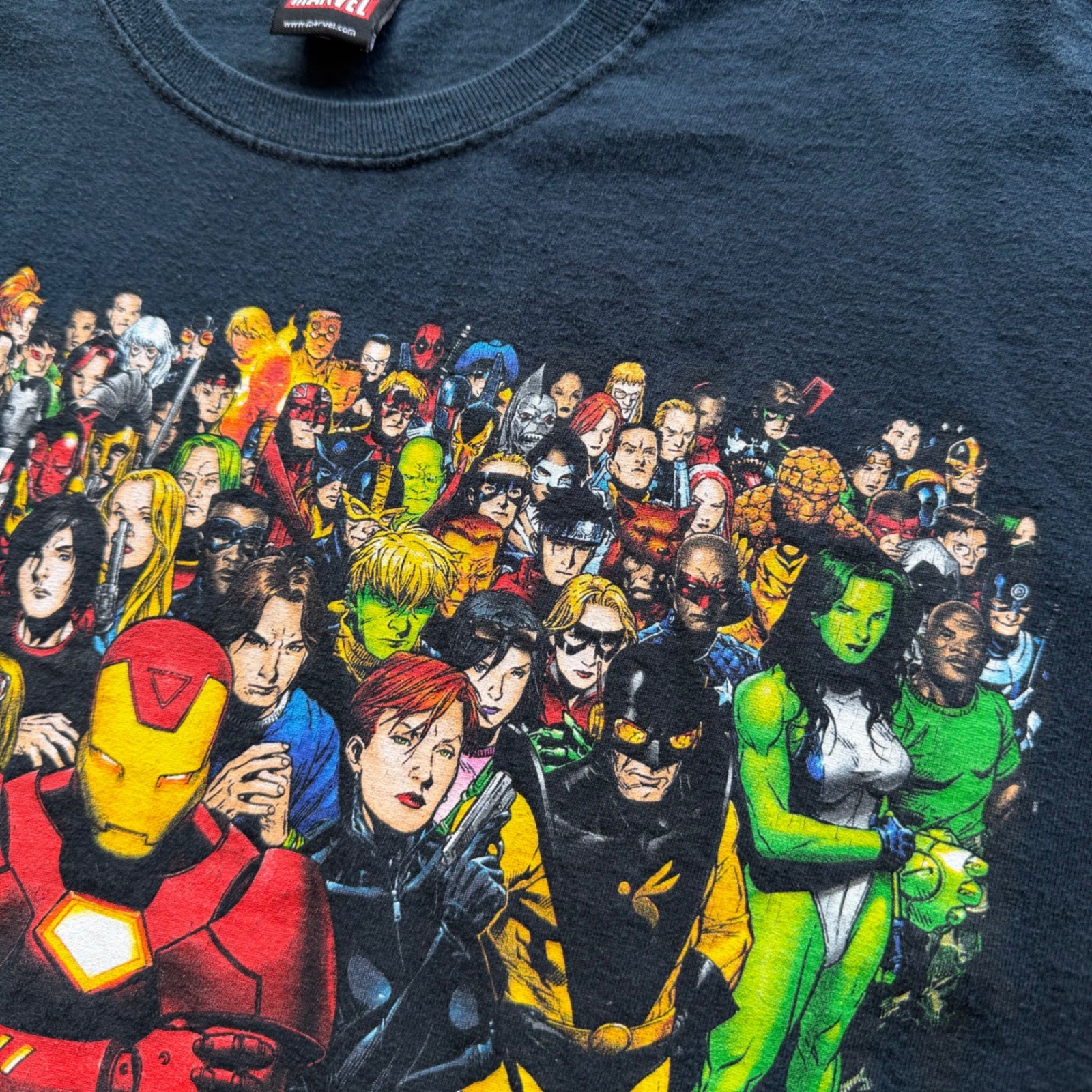 Marvel Mad Engine Lineup Tee Mens XL Black Iron Man Avengers Graphic T-Shirt