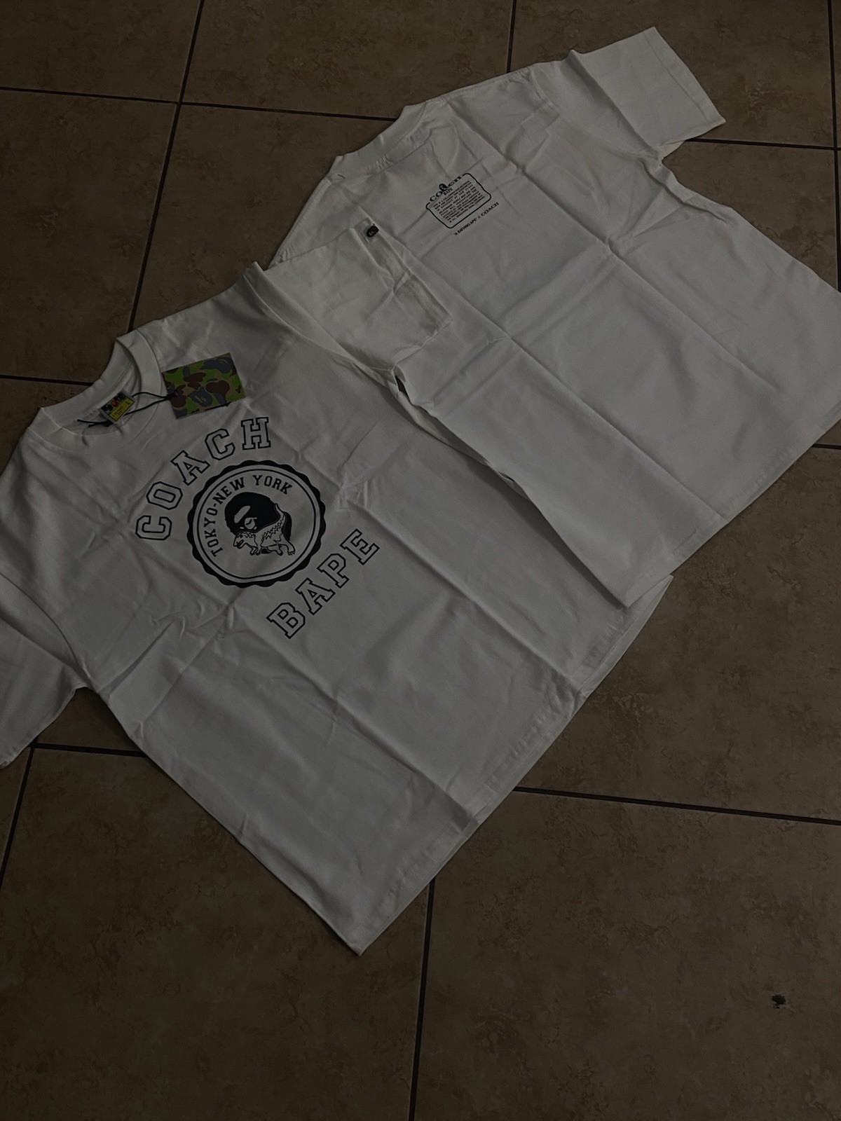 A Bathing Ape BAPE Men&rsquo;s White Baby Milo Coach Logo Graphic Print T-Shirt L