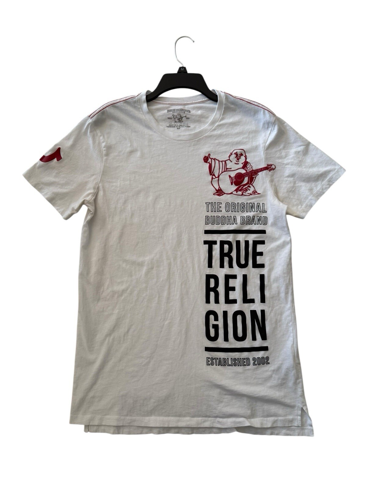True Religion The Original Buddha Brand White T Shirt Men’s SZ M Long Length GUC