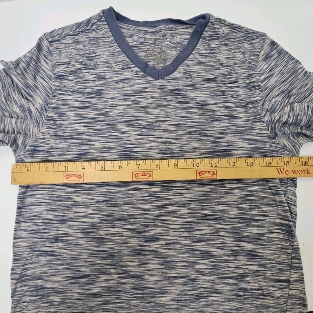 Express Men&rsquo;s Size XS Blue V-Neck Slim Stretch T-Shirt Extra Small Casual Stripe