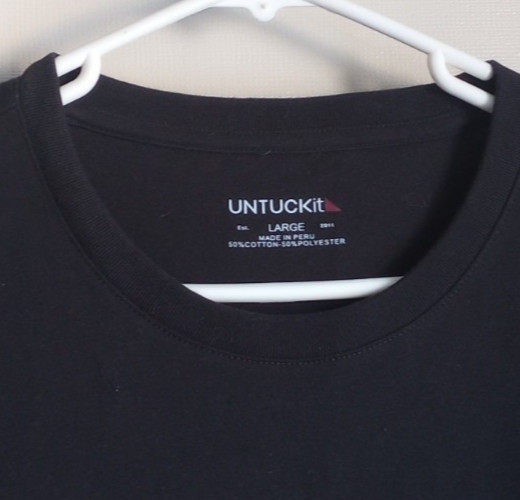 Untuckit Aston Long Sleeve Shirt Mens L Black Soft Fabric Casual Travel Layer