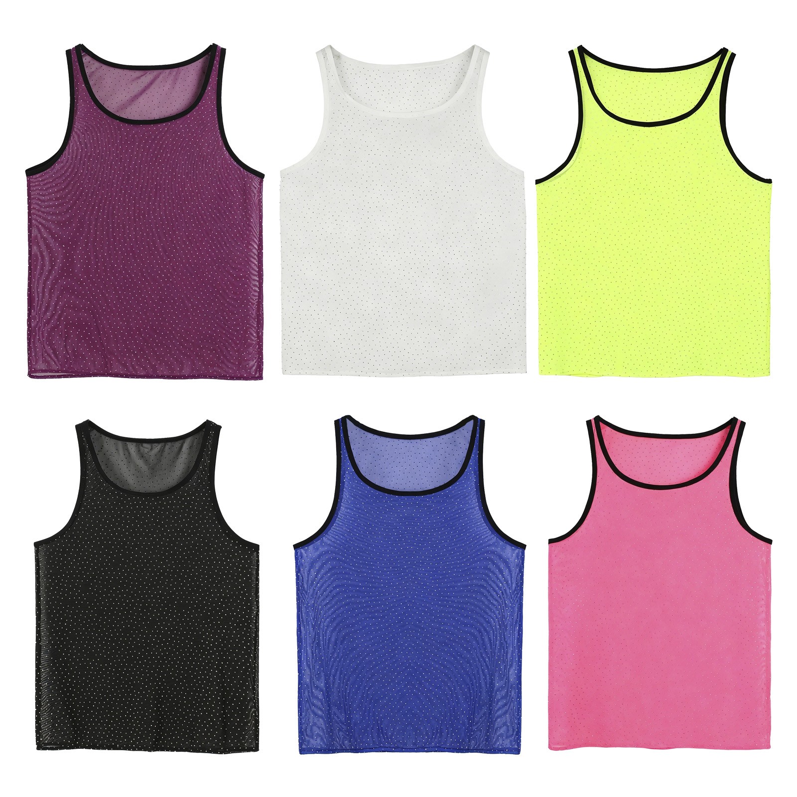 Mens T-shirt Stand Collar Tank Top Fashion Clubwear Showing Vest Glitter Stage