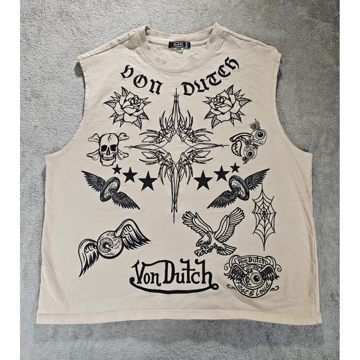 Von Dutch Originals Von Dutch Graphic Sleeveless Tank Top Large Y2K Tattoo Goth
